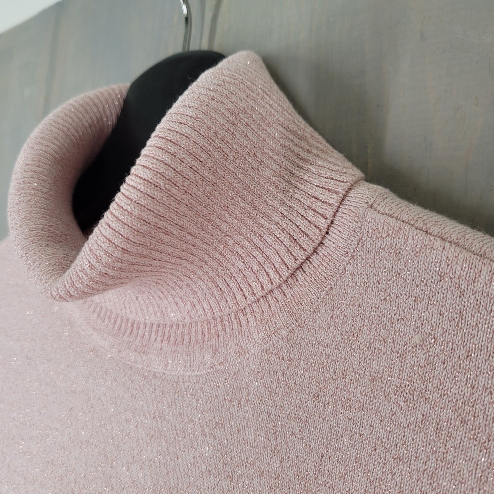 Chico's‎ Turtleneck Sweater Womens 1 Pink Sparkle Ashlan Pullover Metallic - Picture 3 of 8